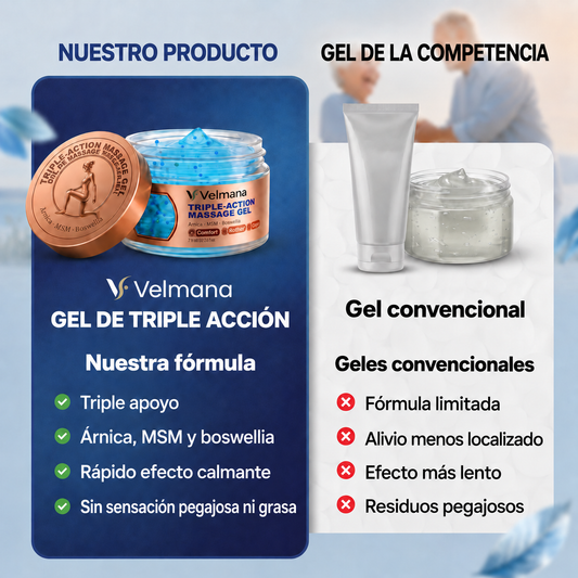 Velmana™ gel de masaje de triple acción para articulaciones y músculos
