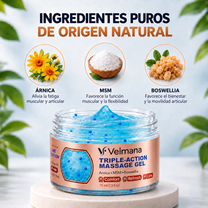 Velmana™ gel de masaje de triple acción para articulaciones y músculos